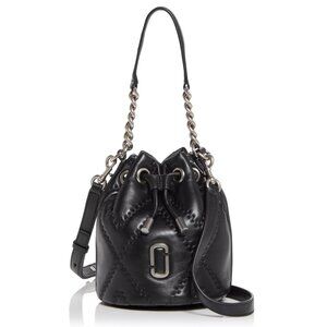 Marc Jacobs Quilted Bucket‎ Bag Black Chain Crossbody Calfskin Leather